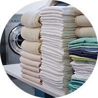 folded clean laundry and linens