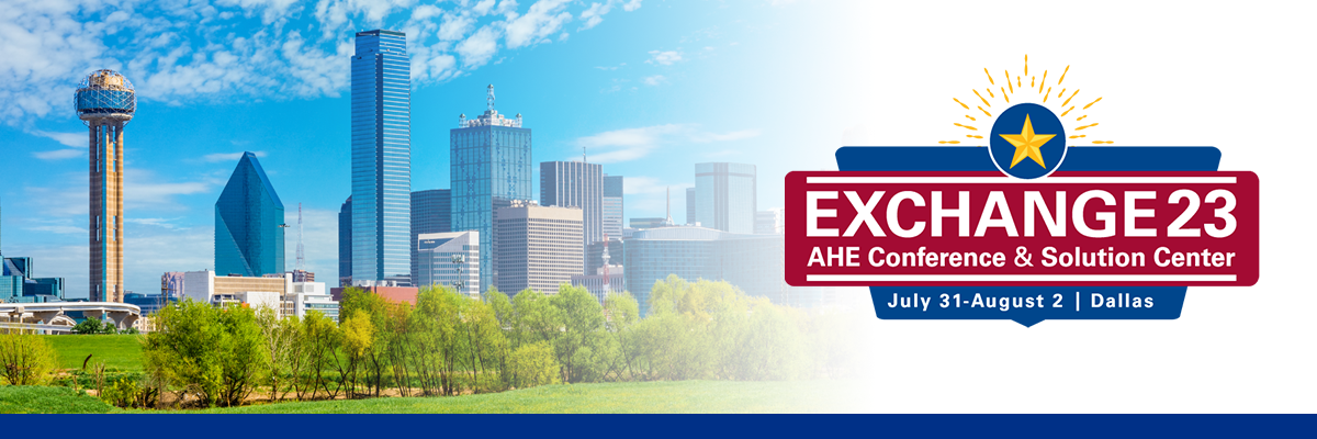 AHE Exchange Logo and Dallas Skyline