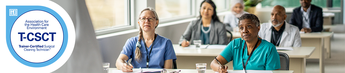 Trainer Certified Surgical Cleaning Technician (T-CSCT) leading training to health care team